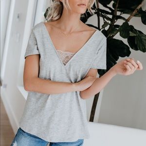 NWOT VICI - Beautify Cotton + Lace Tee